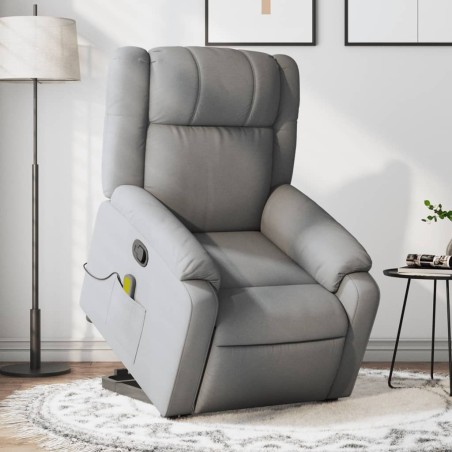 vidaXL Sillón de masaje reclinable de pie de tela gris claro