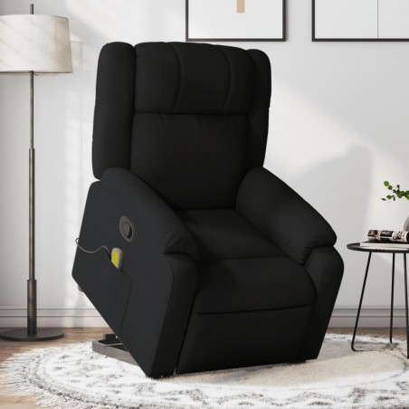 vidaXL Sillón reclinable de masaje elevable tela negro