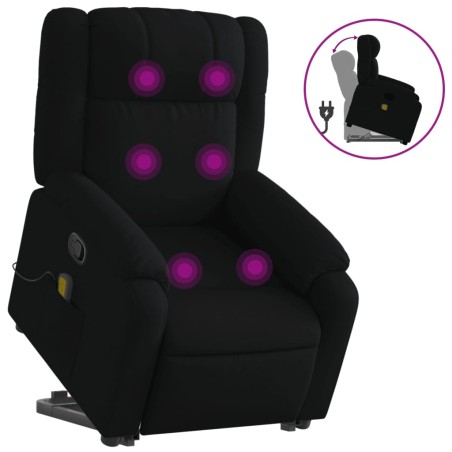 vidaXL Sillón reclinable de masaje elevable tela negro