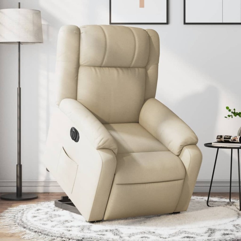 vidaXL Sillón eléctrico reclinable elevable de tela color crema vidaXL Sillón eléctrico reclinable elevable de tela color crema