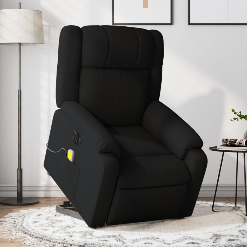 vidaXL Sillón de masaje eléctrico reclinable elevable tela negro vidaXL Sillón de masaje eléctrico reclinable elevable tela negro