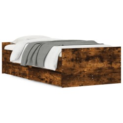 vidaXL Estructura de cama con cajones roble ahumado 100x200 cm