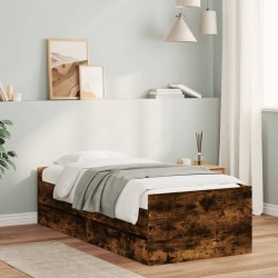 vidaXL Estructura de cama con cajones roble ahumado 100x200 cm