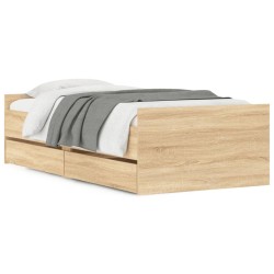 vidaXL Estructura de cama con cajones roble Sonoma 90x190 cm