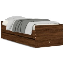 vidaXL Estructura de cama con cajones roble marrón 75x190 cm