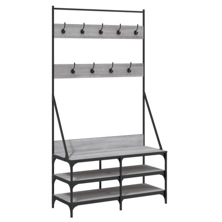 vidaXL Perchero con zapatero gris Sonoma 100x40x184 cm