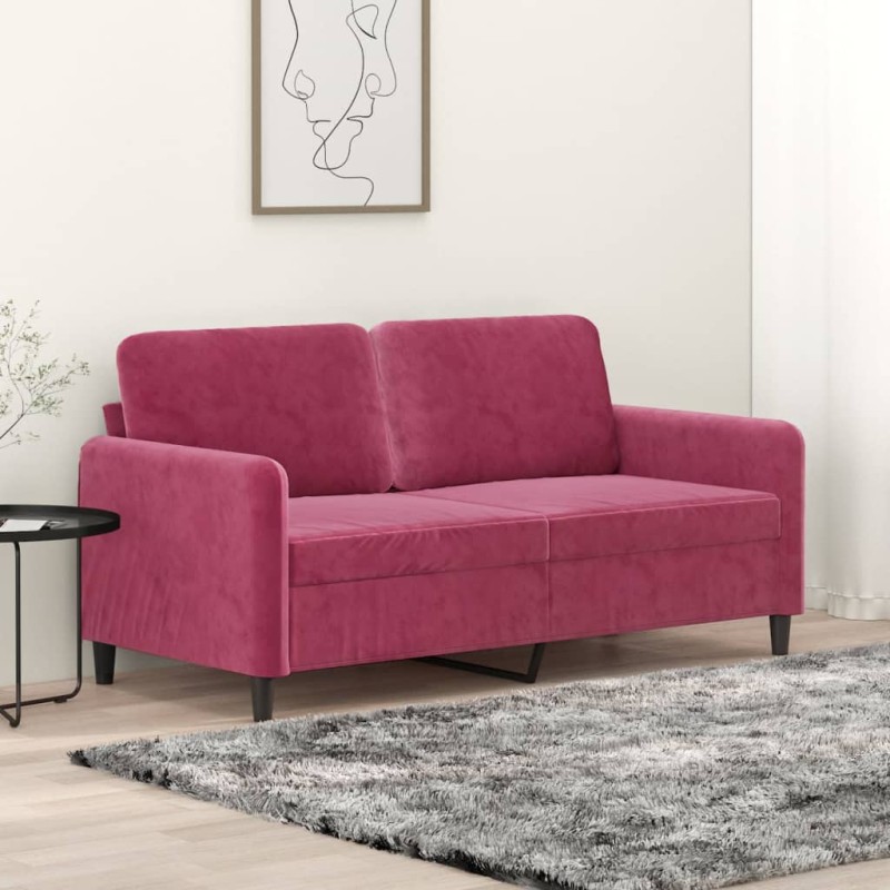 vidaXL Sofá de 2 plazas de terciopelo rojo tinto 140 cm vidaXL Sofá de 2 plazas de terciopelo rojo tinto 140 cm