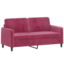 vidaXL Sofá de 2 plazas de terciopelo rojo tinto 140 cm
