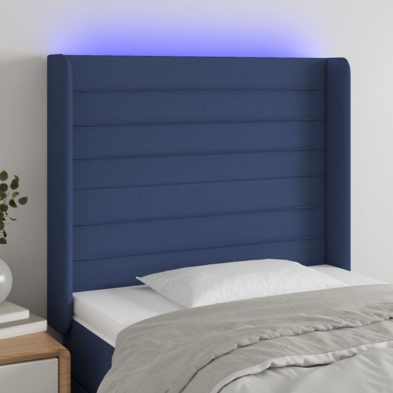 vidaXL Cabecero con LED de tela azul 83x16x118/128 cm vidaXL Cabecero con LED de tela azul 83x16x118/128 cm