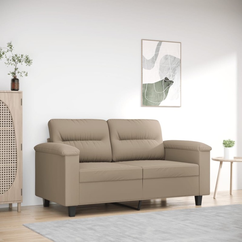 vidaXL Sofá de 2 plazas de tela microfibra gris taupe 120 cm vidaXL Sofá de 2 plazas de tela microfibra gris taupe 120 cm