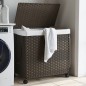 vidaXL Cesto de ropa sucia con ruedas ratán marrón oscuro 60x35x60,5cm vidaXL Cesto de ropa sucia con ruedas ratán marrón oscuro 60x35x60,5cm