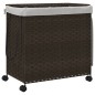 vidaXL Cesto de ropa sucia con ruedas ratán marrón oscuro 60x35x60,5cm vidaXL Cesto de ropa sucia con ruedas ratán marrón oscuro 60x35x60,5cm