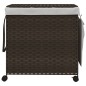 vidaXL Cesto de ropa sucia con ruedas ratán marrón oscuro 60x35x60,5cm vidaXL Cesto de ropa sucia con ruedas ratán marrón oscuro 60x35x60,5cm