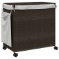 vidaXL Cesto de ropa sucia con ruedas ratán marrón oscuro 60x35x60,5cm vidaXL Cesto de ropa sucia con ruedas ratán marrón oscuro 60x35x60,5cm