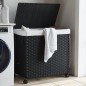vidaXL Cesto para ropa sucia con ruedas ratán negro 60x35x60,5 cm vidaXL Cesto para ropa sucia con ruedas ratán negro 60x35x60,5 cm