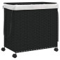 vidaXL Cesto para ropa sucia con ruedas ratán negro 60x35x60,5 cm vidaXL Cesto para ropa sucia con ruedas ratán negro 60x35x60,5 cm