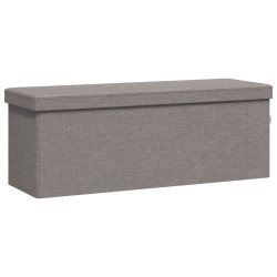 vidaXL Banco de almacenaje plegable de lino sintético gris claro