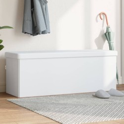 vidaXL Banco de almacenaje plegable de PVC blanco