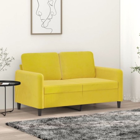 vidaXL Sofá de 2 plazas terciopelo amarillo 120 cm