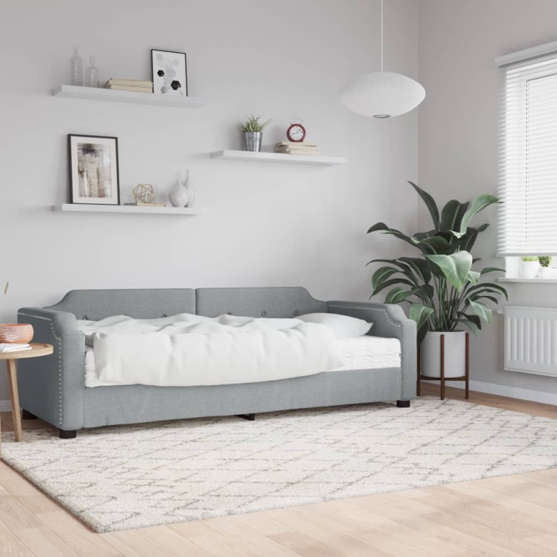 vidaXL Sofá cama con colchón tela gris claro 100x200 cm vidaXL Sofá cama con colchón tela gris claro 100x200 cm