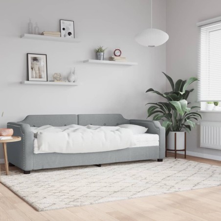 vidaXL Sofá cama con colchón tela gris claro 100x200 cm