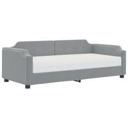 vidaXL Sofá cama con colchón tela gris claro 100x200 cm