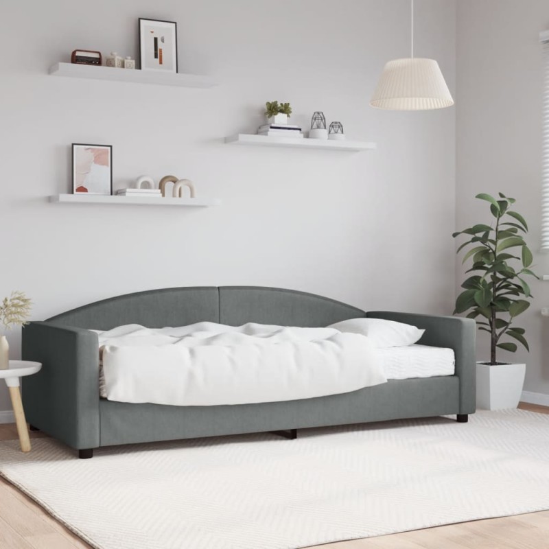 vidaXL Sofá cama con colchón tela gris oscuro 90x200 cm vidaXL Sofá cama con colchón tela gris oscuro 90x200 cm