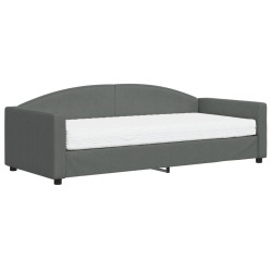 vidaXL Sofá cama con colchón tela gris oscuro 90x200 cm