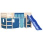 vidaXL Cama alta para niños con cortinas madera pino azul 80x200 cm vidaXL Cama alta para niños con cortinas madera pino azul 80x200 cm