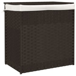 vidaXL Cesto de ropa sucia 2 secciones ratán marrón oscuro 53x35x57 cm