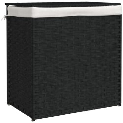vidaXL Cesto ropa sucia 2 secciones ratán sintético negro 53x35x57 cm