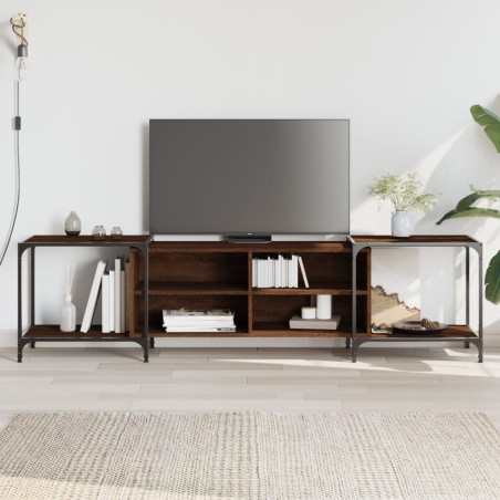 vidaXL Mueble de TV madera de ingeniería marrón roble 203x37x50 cm