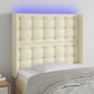 vidaXL Cabecero con LED cuero sintético color crema 93x16x118/128 cm vidaXL Cabecero con LED cuero sintético color crema 93x16x118/128 cm