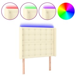 vidaXL Cabecero con LED cuero sintético color crema 93x16x118/128 cm