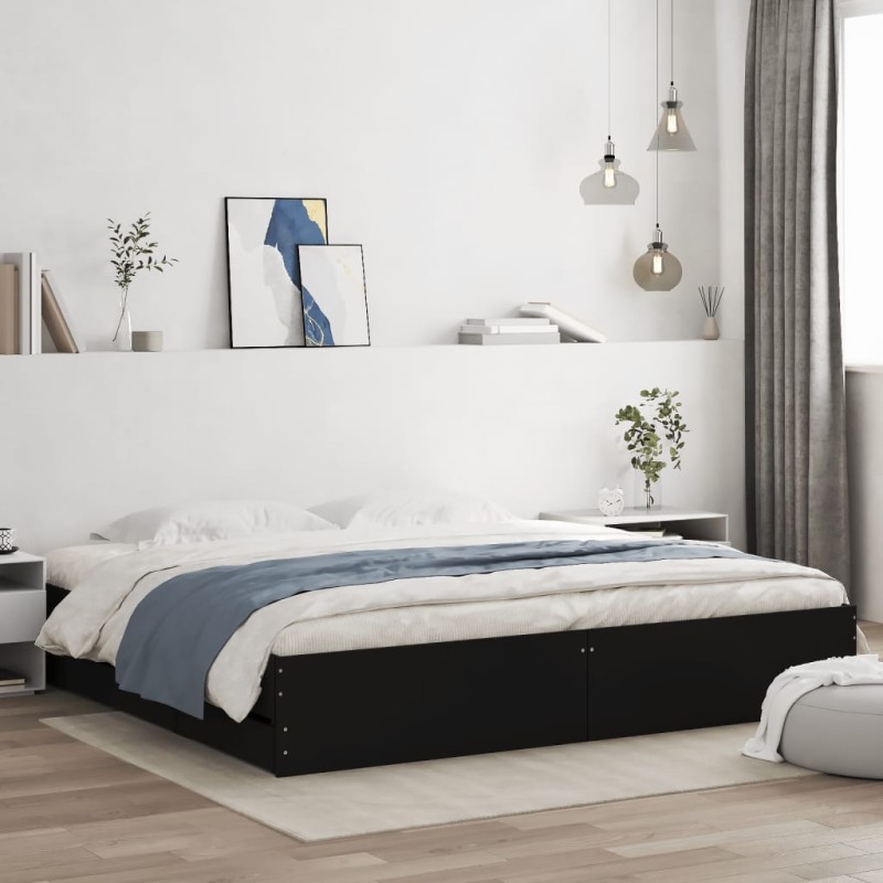 vidaXL Estructura cama con cajones madera ingeniería negra 180x200 cm