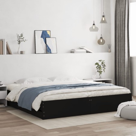 vidaXL Estructura cama con cajones madera ingeniería negra 180x200 cm