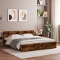 vidaXL Estructura de cama con cabecero roble ahumado 200x200cm vidaXL Estructura de cama con cabecero roble ahumado 200x200cm