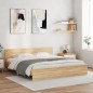 vidaXL Estructura de cama con cabecero roble Sonoma 160x200 cm vidaXL Estructura de cama con cabecero roble Sonoma 160x200 cm