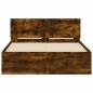 vidaXL Estructura de cama con cabecero roble ahumado 135x190 cm vidaXL Estructura de cama con cabecero roble ahumado 135x190 cm
