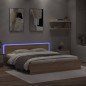 vidaXL Estructura de cama cabecero y luces LED roble Sonoma 200x200 cm vidaXL Estructura de cama cabecero y luces LED roble Sonoma 200x200 cm