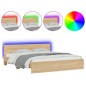 vidaXL Estructura de cama cabecero y luces LED roble Sonoma 200x200 cm vidaXL Estructura de cama cabecero y luces LED roble Sonoma 200x200 cm