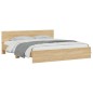 vidaXL Estructura de cama cabecero y luces LED roble Sonoma 200x200 cm vidaXL Estructura de cama cabecero y luces LED roble Sonoma 200x200 cm