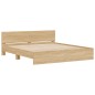 vidaXL Estructura de cama cabecero y luces LED roble Sonoma 200x200 cm vidaXL Estructura de cama cabecero y luces LED roble Sonoma 200x200 cm