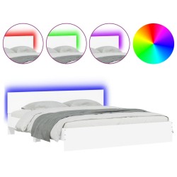 vidaXL Estructura de cama con cabecero y luces LED blanca 200x200 cm