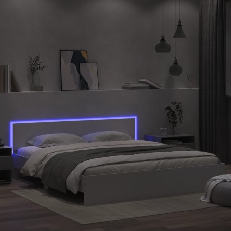 vidaXL Estructura de cama cabecero y luces LED blanca 180x200 cm