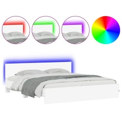 vidaXL Estructura de cama cabecero y luces LED blanca 180x200 cm