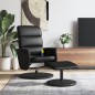 vidaXL Sillón reclinable masaje con reposapiés cuero sintético negro vidaXL Sillón reclinable masaje con reposapiés cuero sintético negro