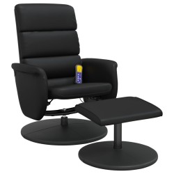 vidaXL Sillón reclinable masaje con reposapiés cuero sintético negro