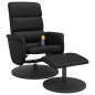 vidaXL Sillón reclinable masaje con reposapiés cuero sintético negro vidaXL Sillón reclinable masaje con reposapiés cuero sintético negro