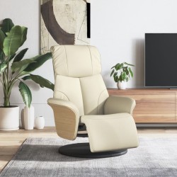 vidaXL Sillón reclinable con reposapiés cuero sintético color crema